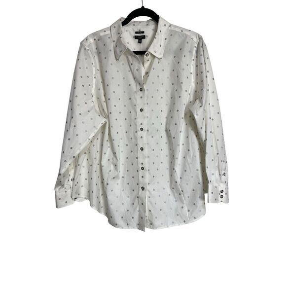 Talbots Shirt Womens Size 22WP Silver White Non-Iron Button Up Long Sleeve NWT - Picture 1 of 9